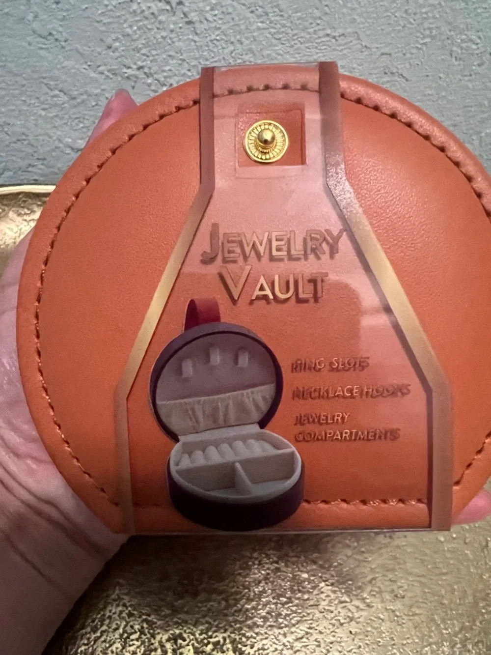 #1672**Unisex’s Round Coral Jewelry Vault Travel Case - Picture 5 of 11